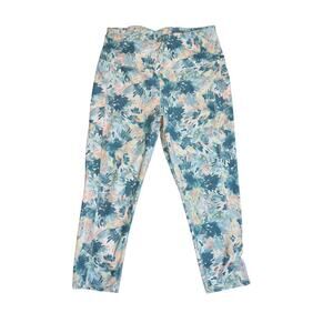 GAIAM Women's Yoga‎ Pants Leggings Capri Blue Pink Watercolor Floral Print Sz L